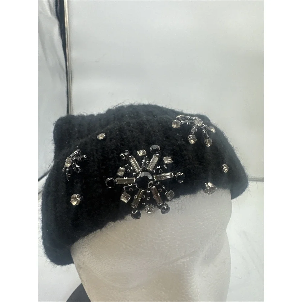 Victoria's Secret Winter Angel Pom Pom Beanie Hat w/ Bling Black -New in Package